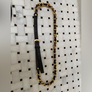 Leather vintage belt with gold link